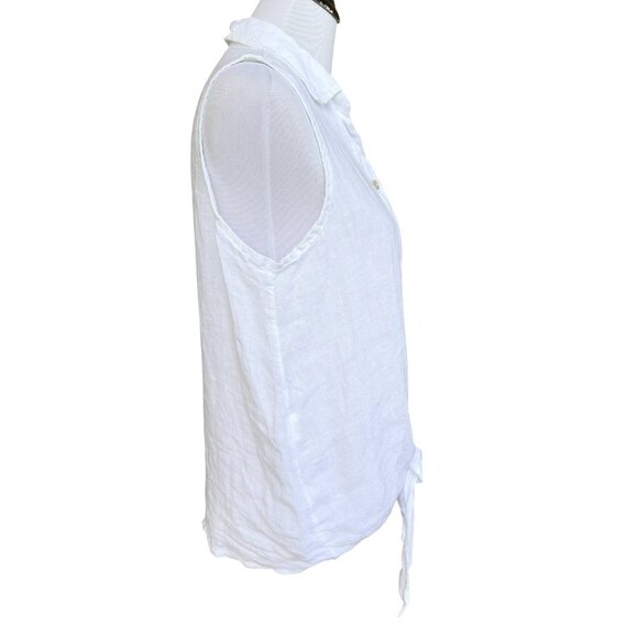M Brand Linen White Sleeveless Tie-front Top Made in Italy Shirt Size Small - Picture 6 of 6